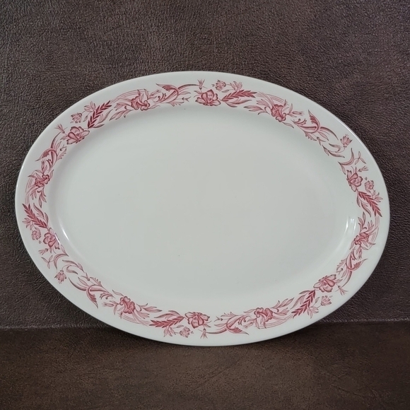1950S VINTAGE MAYER CHINA MARILYN OVAL PLATTER PINK RED RESTAURANT WARE … - Picture 1 of 9